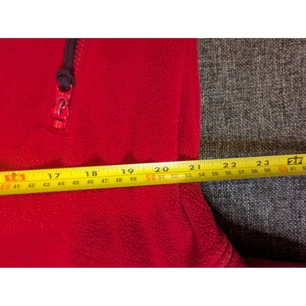Vintage‎ LL Bean Men's Fleece Medium Jacket Outdoor Red Full-Zip Pockets Hiking